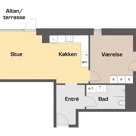 Lejlighed Spacious 1-bed W. Private Terrace *
